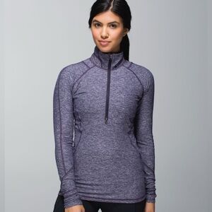 Lululemon Race Your Pace 1/2 Zip Heathered Black Grape Women’s Size 2
